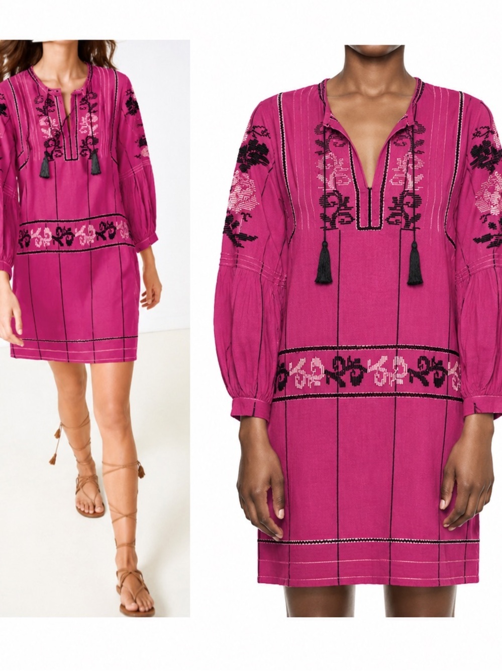 Ulla Johnson Dalia Pink Embroidered Mini Dress Size 2 Cotton Stitched